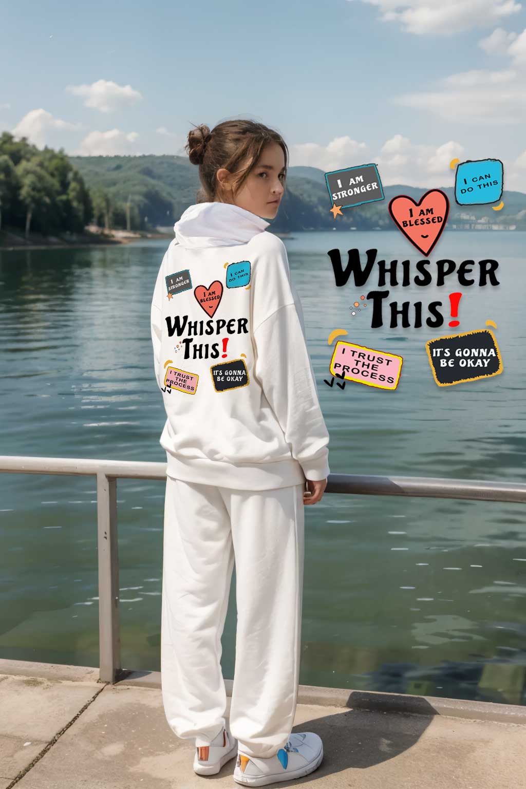 Whisper This- Daily affirmations - Hoodie Print & Embroidery